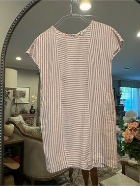 Madewell Pink & White Striped Mini Shift Dress